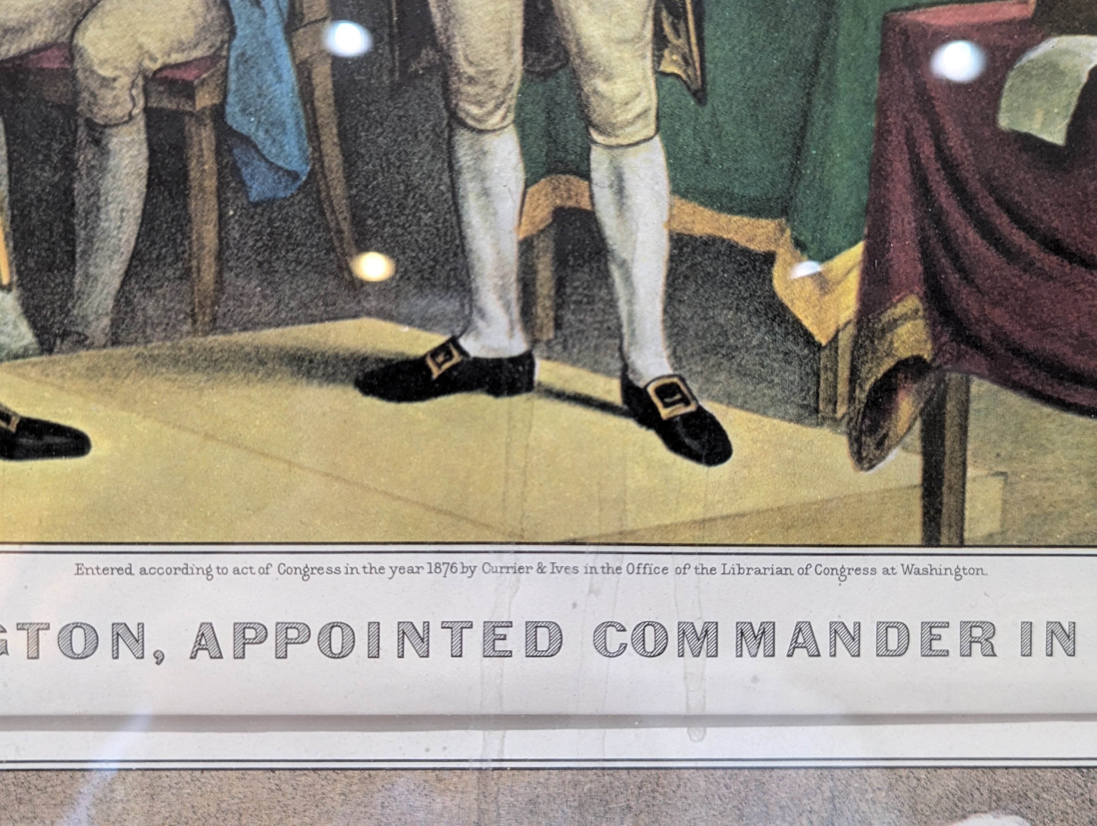 Vintage Currier & Ives Washington Appointed Commander & Inauguration Framed Prints