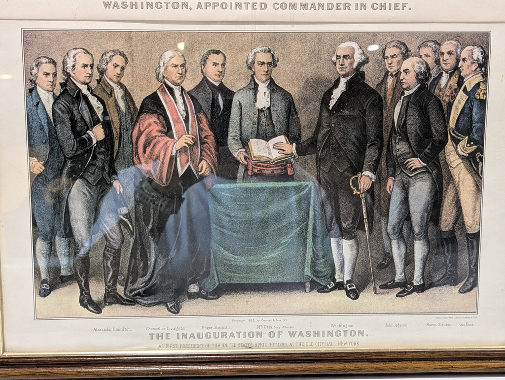 Vintage Currier & Ives Washington Appointed Commander & Inauguration Framed Prints
