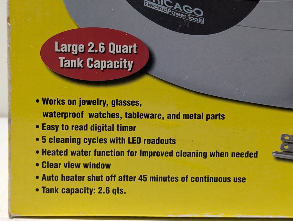 Chicago Digital Ultrasonic Cleaner 2.6 Quart Heated Cleaning Tank Item 95563