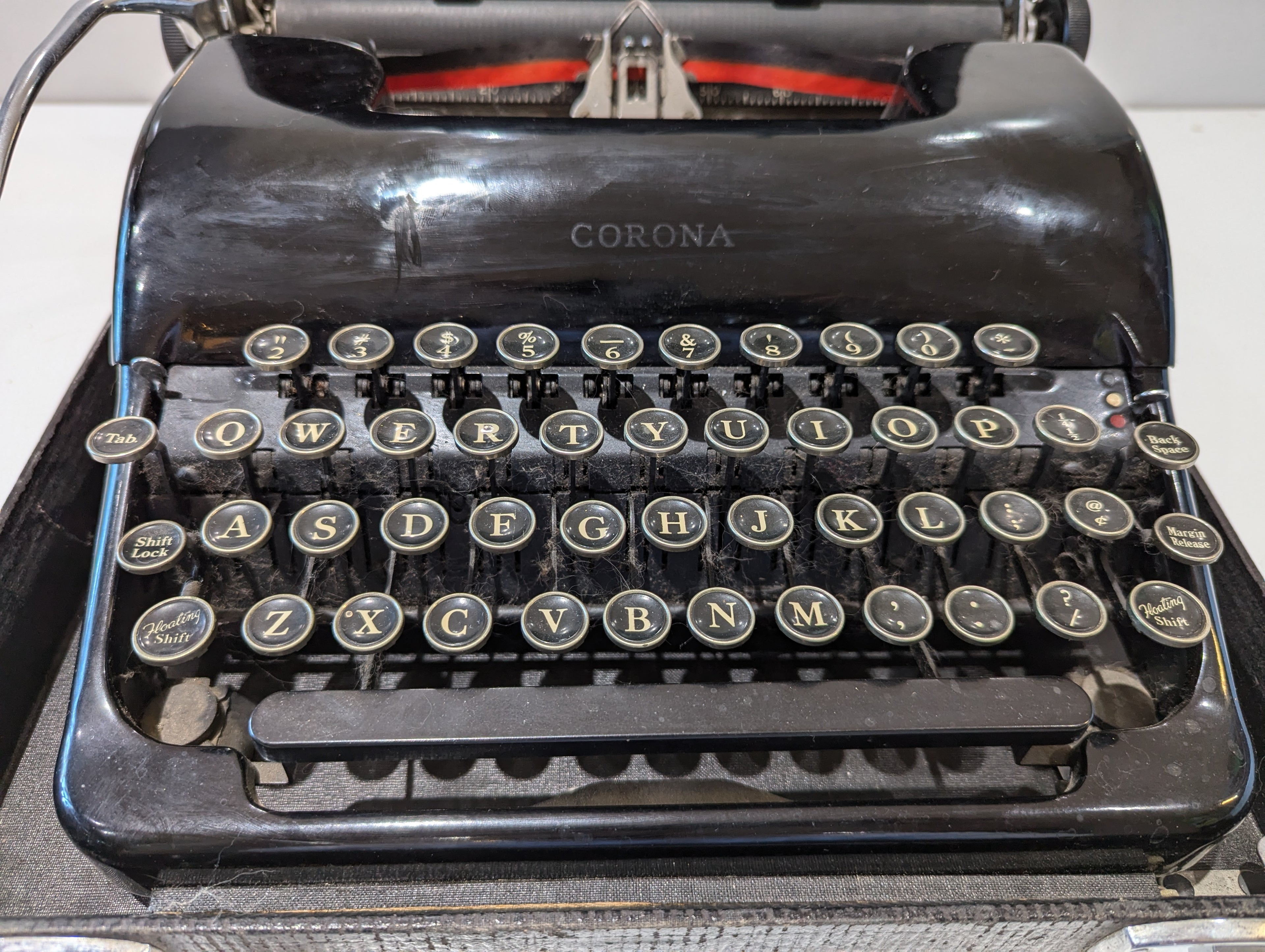 Vintage Corona Sterling Portable Manual Typewriter With Carry Case Black USA