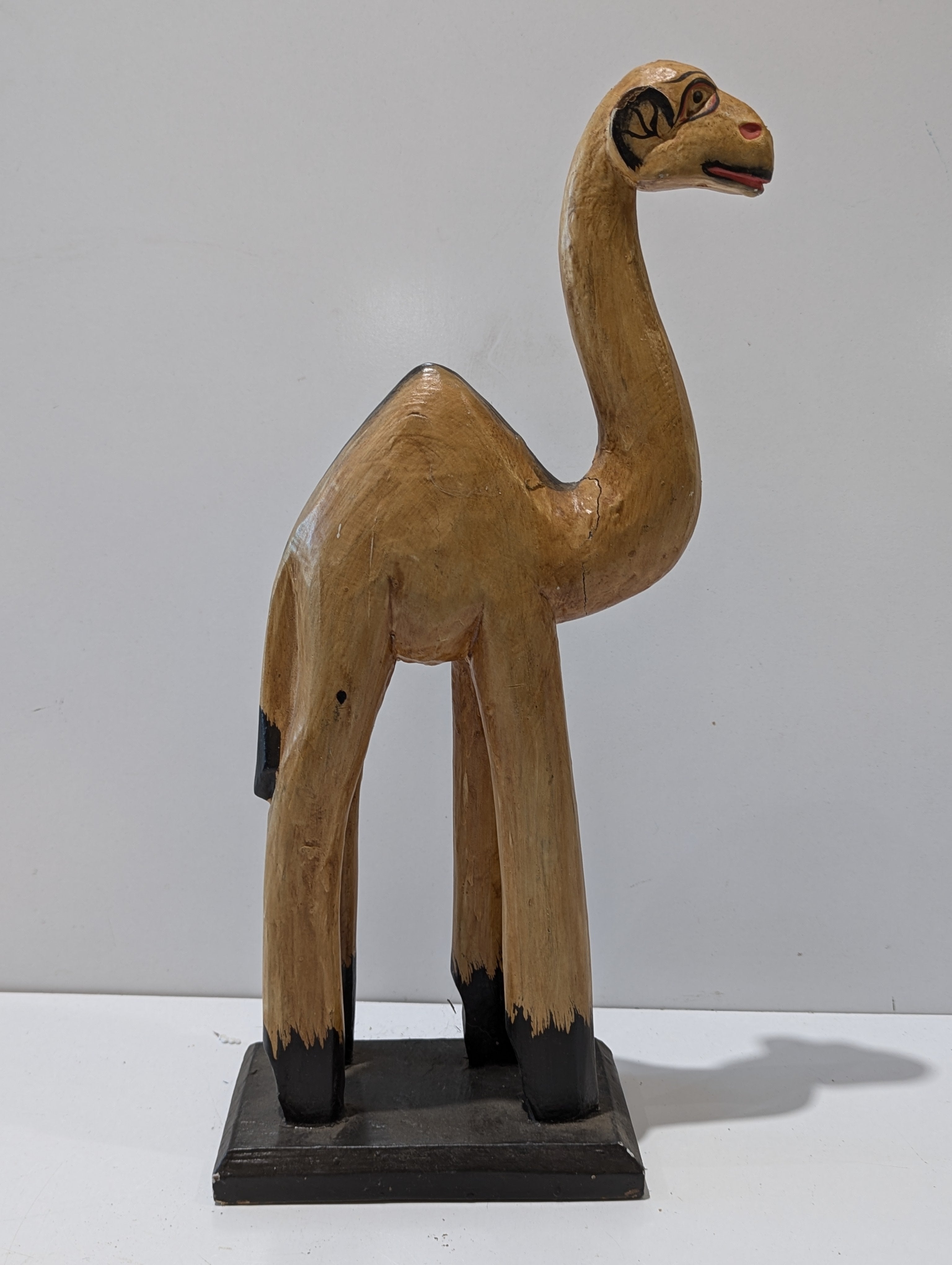 Hand Carved Wooden Camel Sculpture Folk Art Decorative Animal Statue Display