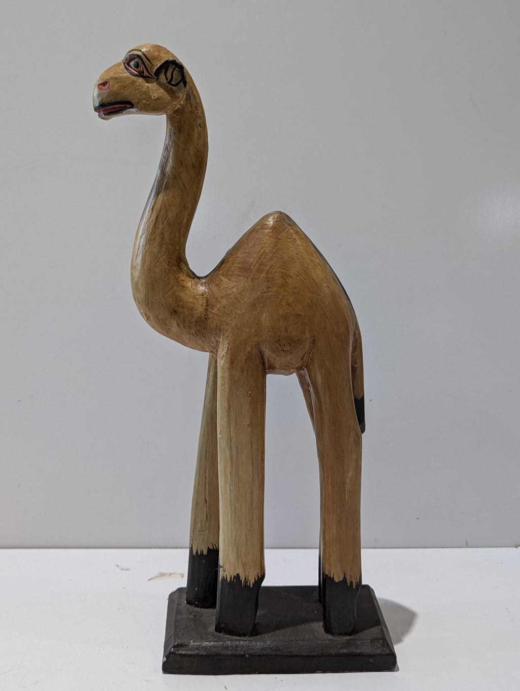 Hand Carved Wooden Camel Sculpture Folk Art Decorative Animal Statue Display