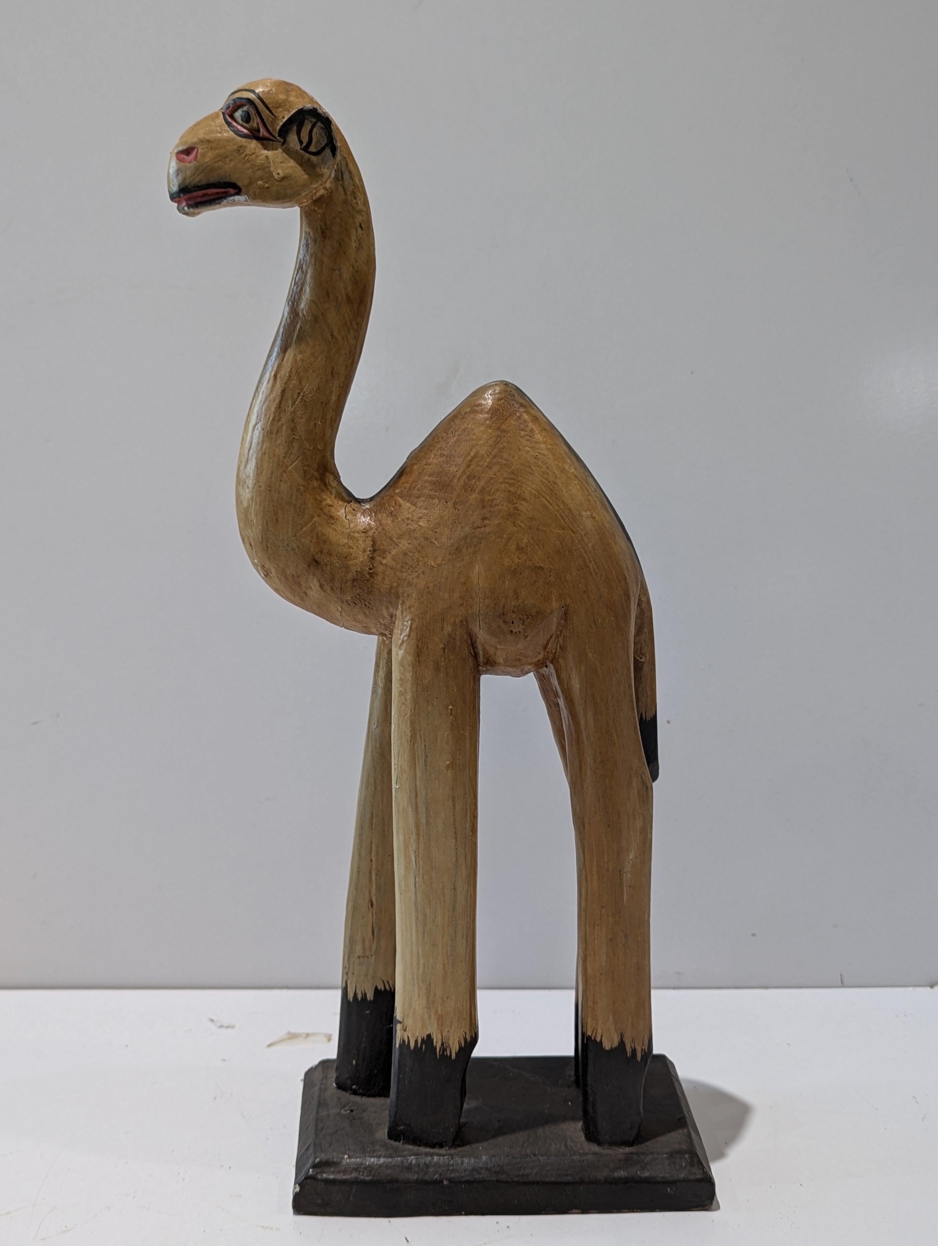Hand Carved Wooden Camel Sculpture Folk Art Decorative Animal Statue Display