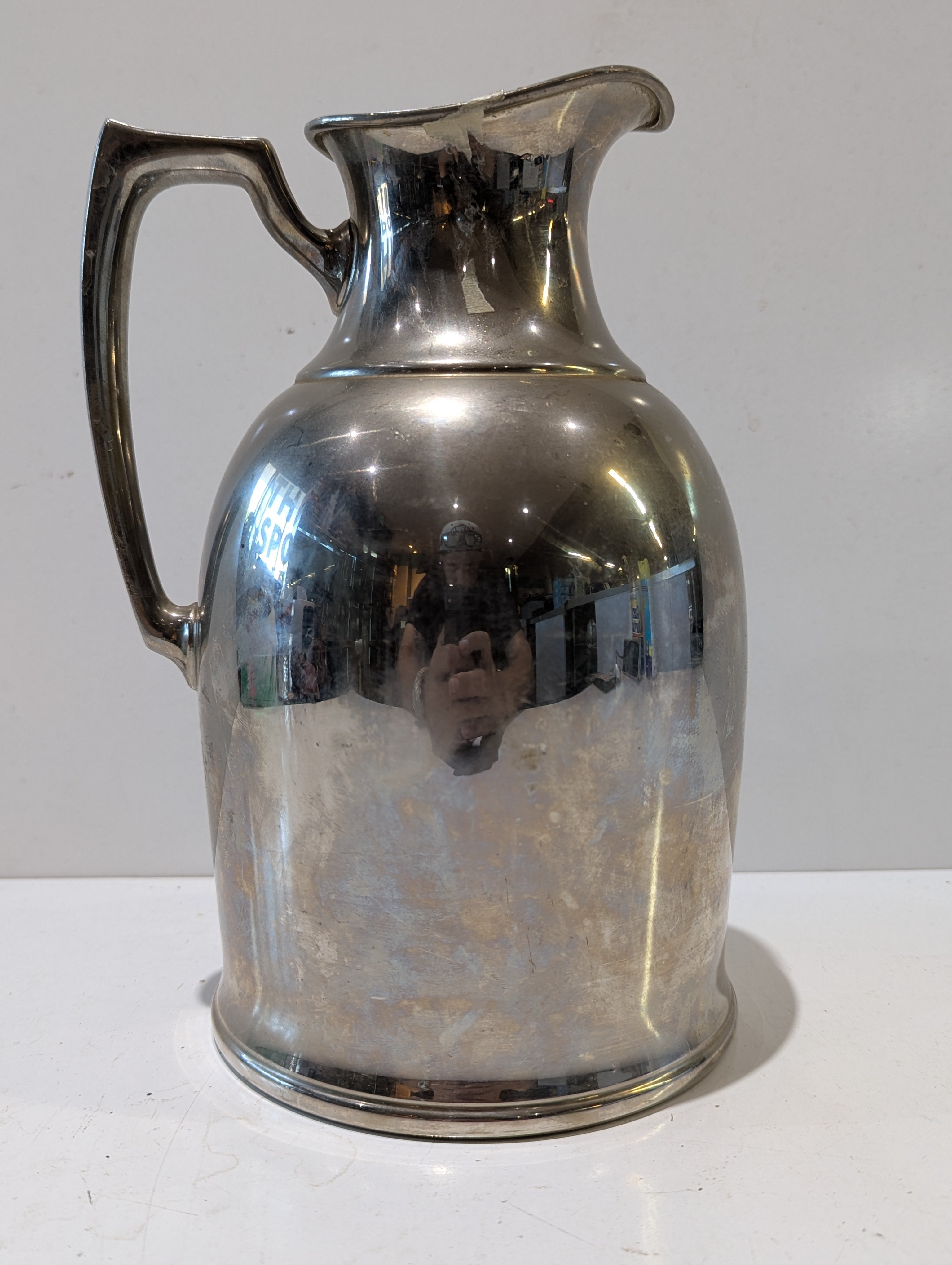 Vintage Silver Plate Water Pitcher Beverage Serving Jug Hotel Restaurant Barware