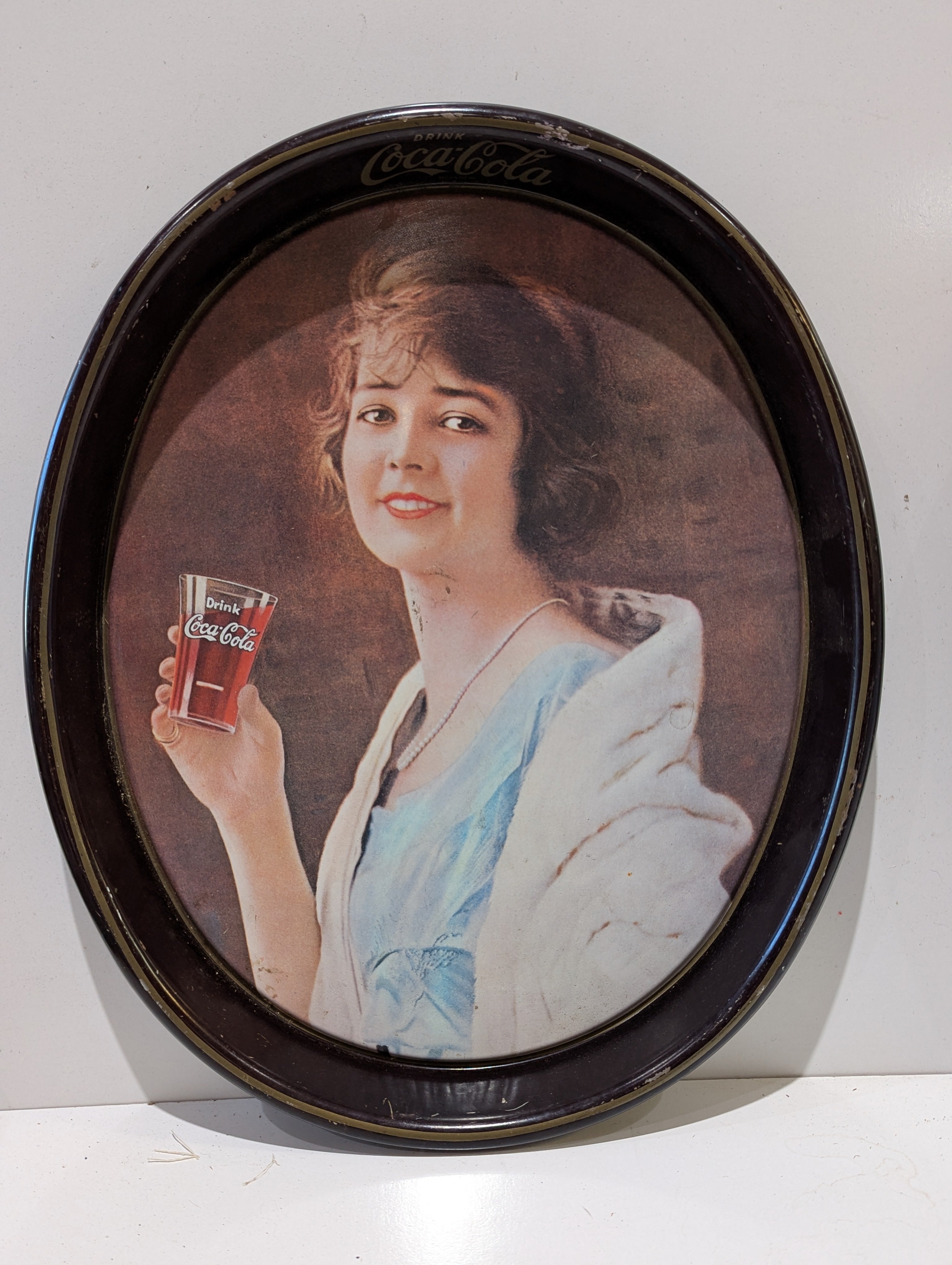 Vintage Coca-Cola Serving Tray Victorian Lady Advertising Metal Drink Coke Decor
