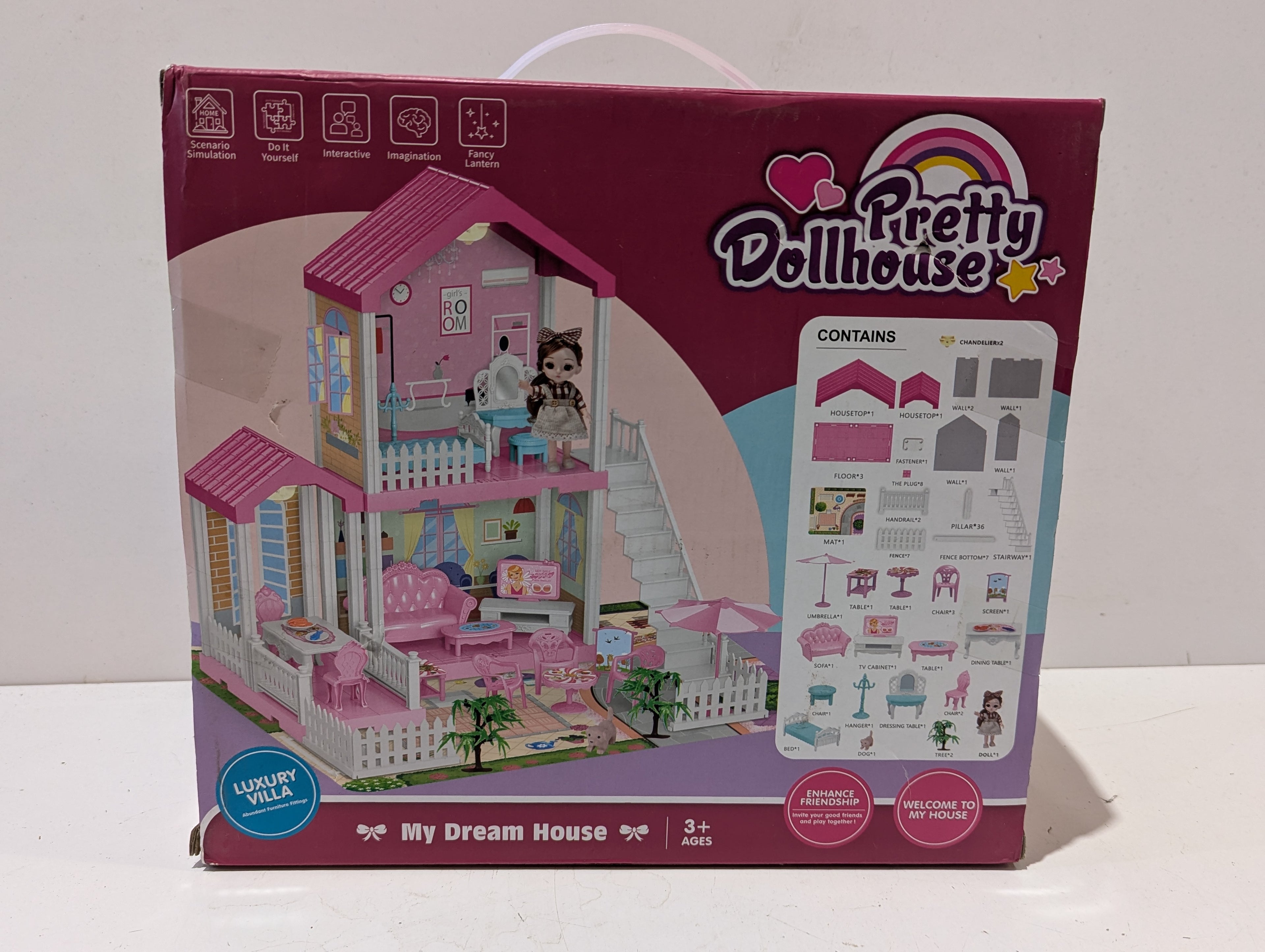 Pretty Dollhouse My Dream House Luxury Villa Playset Furniture Doll Included Set