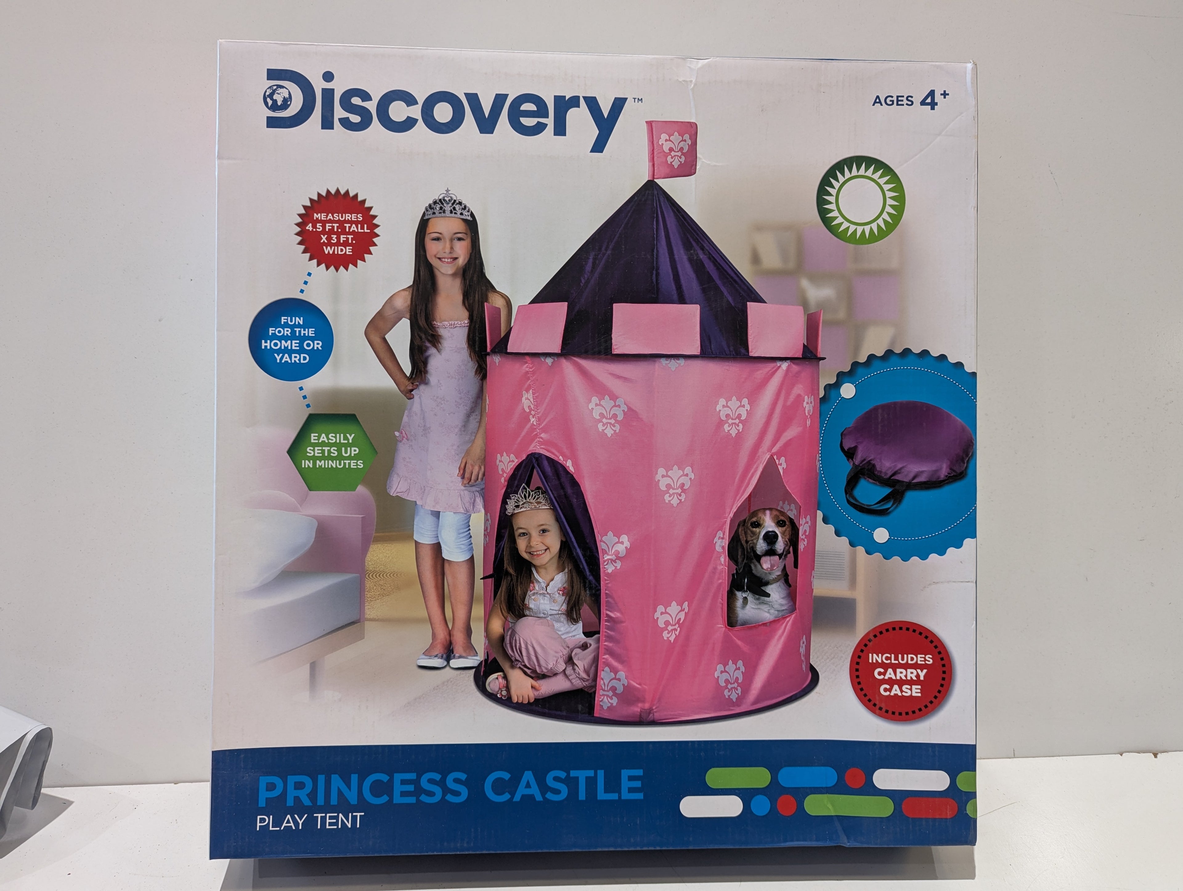Discovery Princess Castle Play Tent Pink Pop Up Indoor Outdoor Kids Playhouse