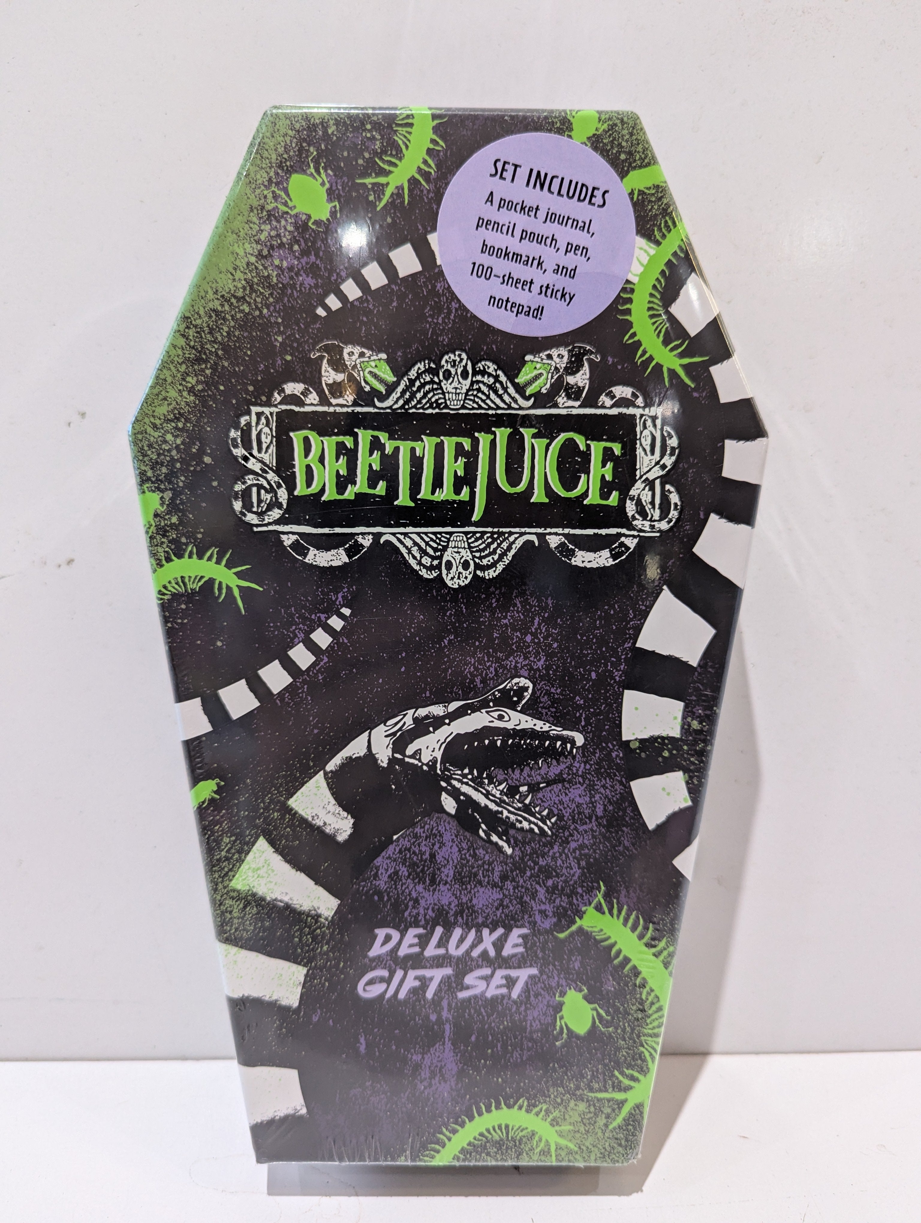 Beetlejuice Deluxe Gift Set Coffin Box Journal Pen Sticky Notes Bookmark WB
