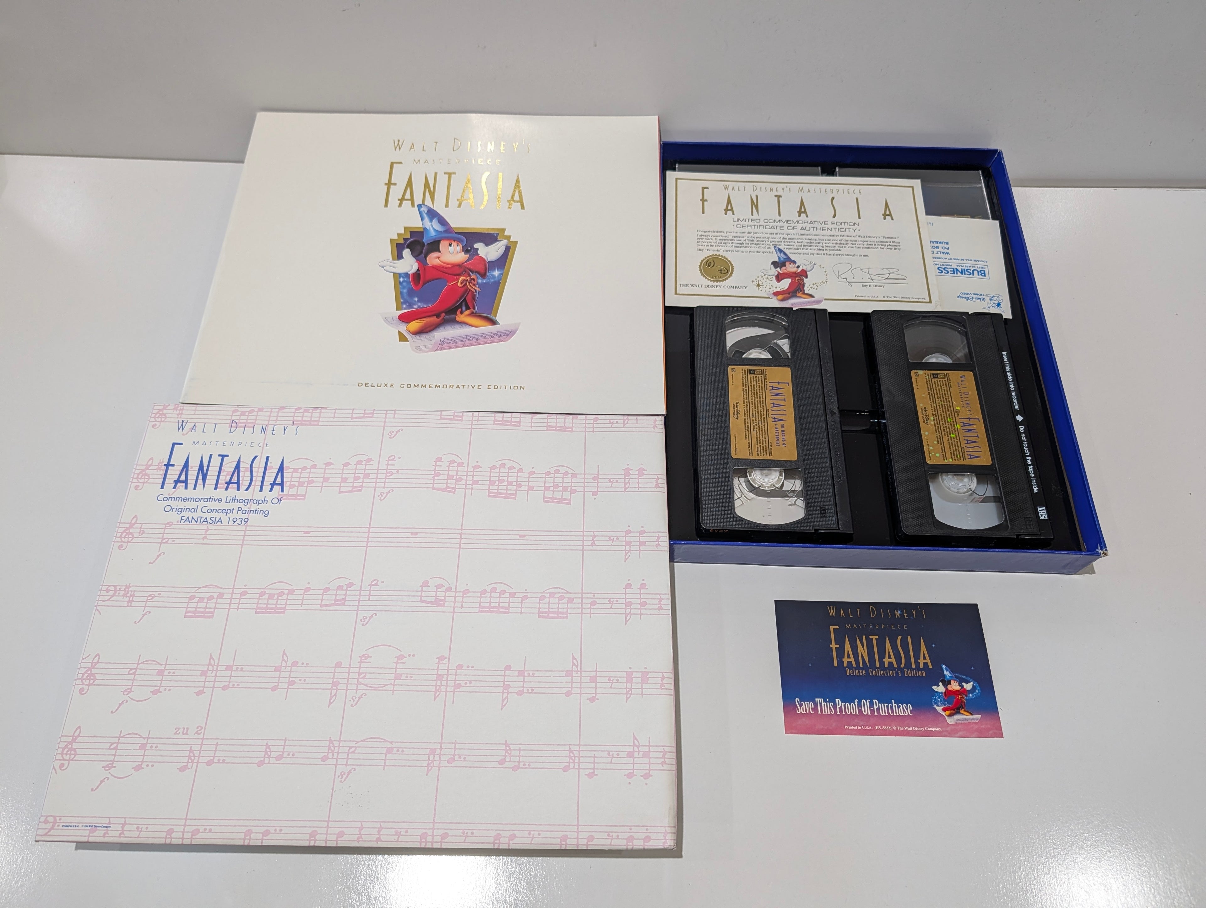 Vintage Walt Disney's Masterpiece Fantasia Deluxe Commemorative VHS Collector Box Set Complete