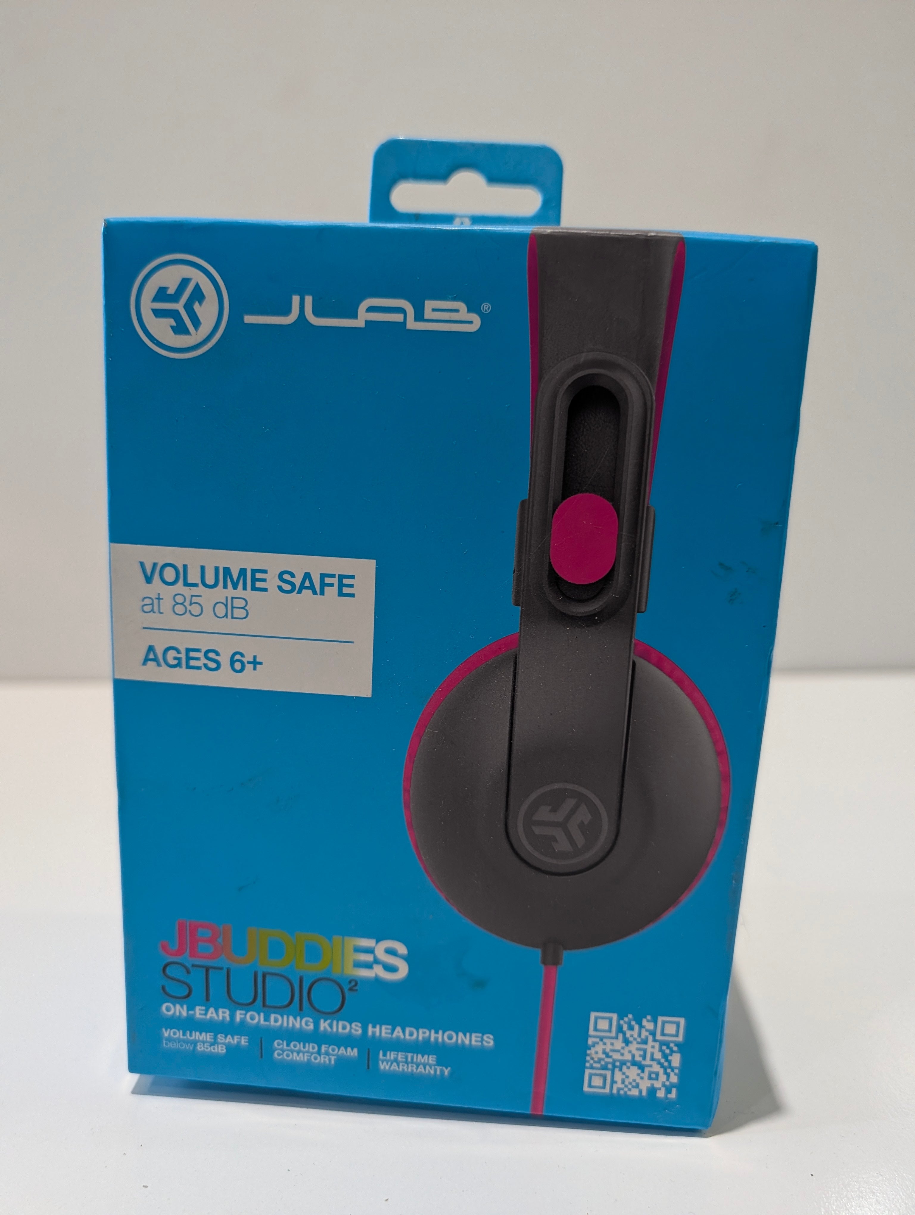JLab JBuddies Studio 2 Kids On-Ear Folding Headphones Volume Safe 85dB Pink New