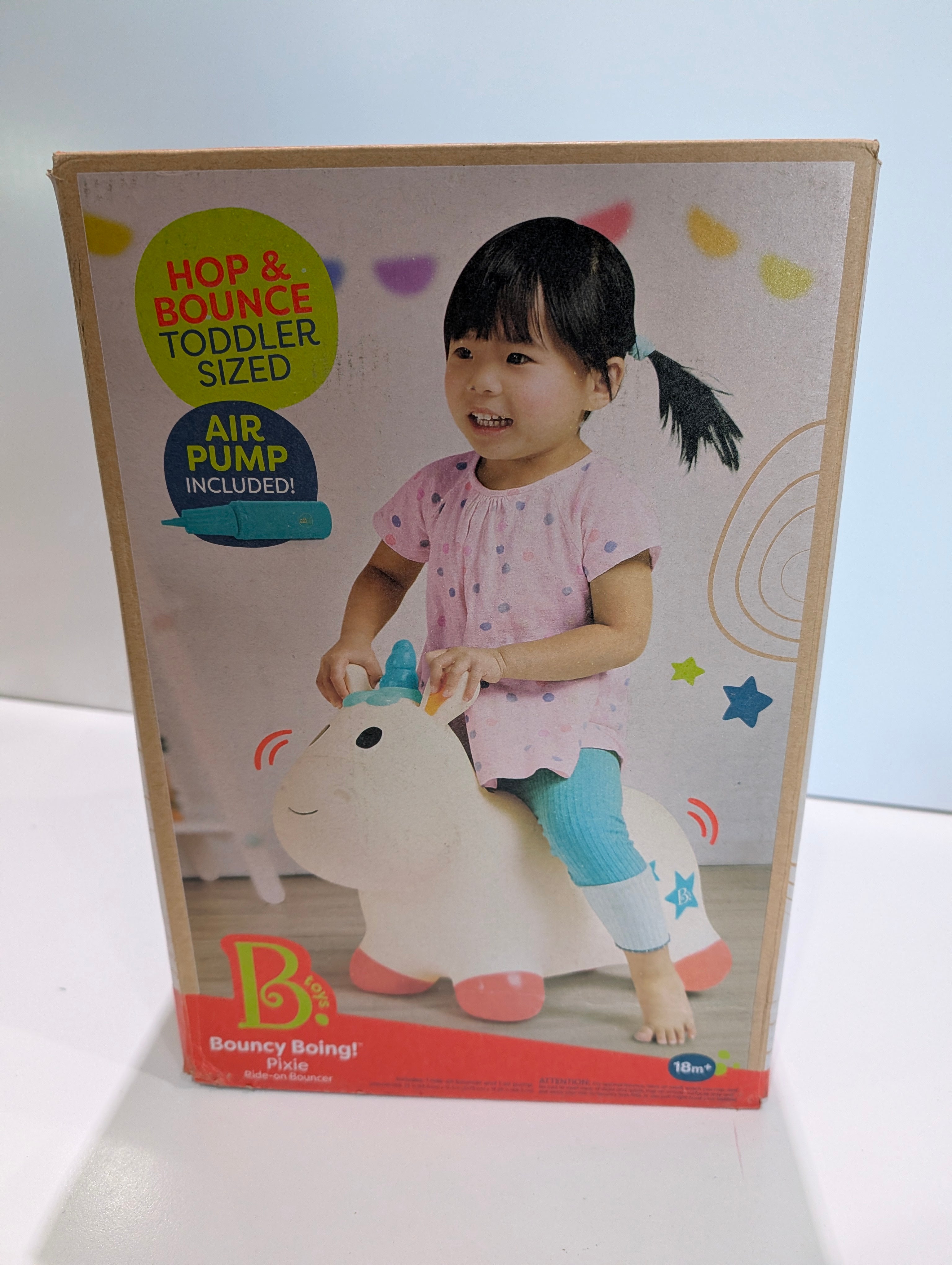 B Toys Bouncy Boing Pixie Unicorn Toddler Ride On Hopper With Pump 18 Months