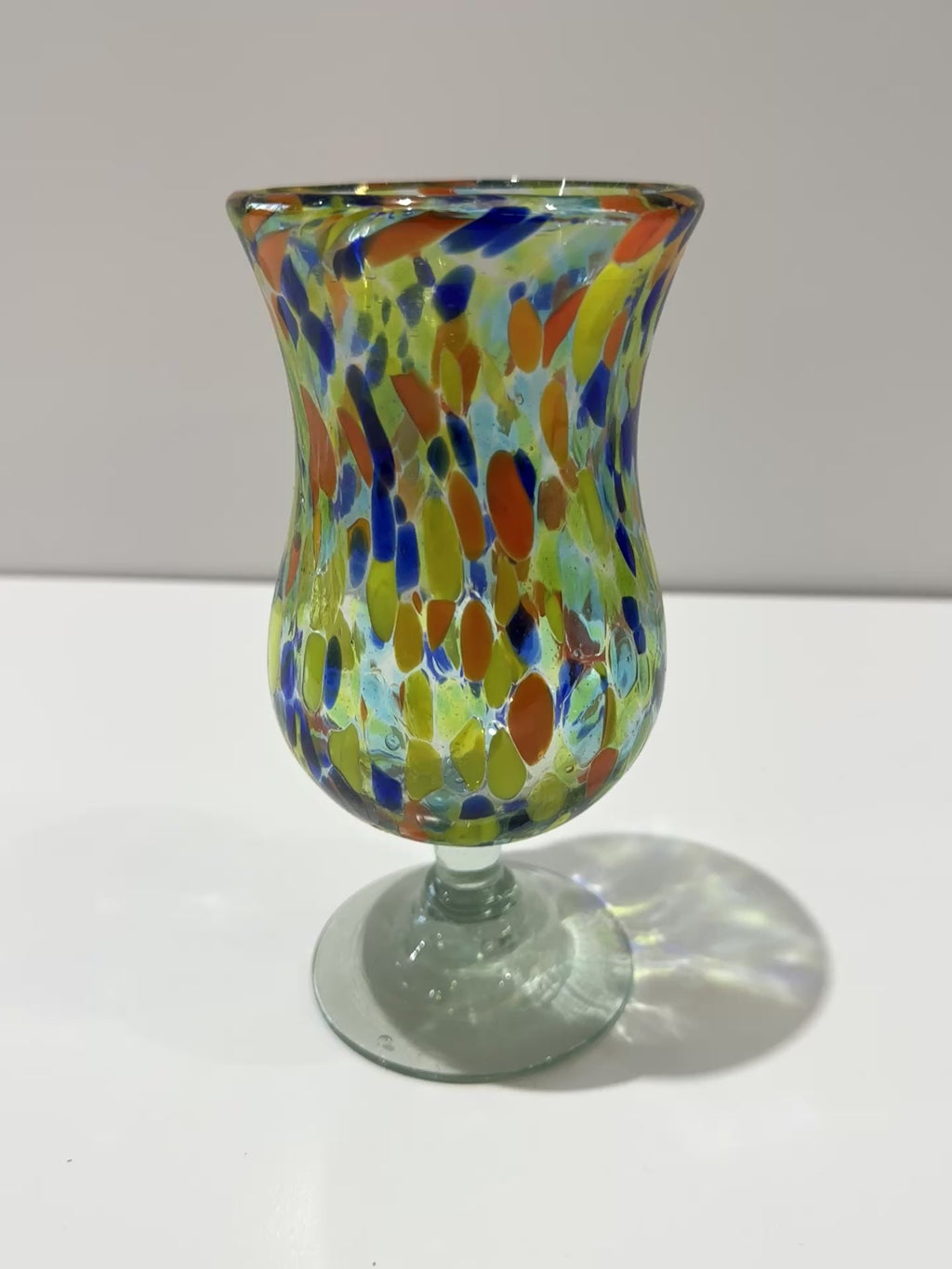 Hand Blown Art Glass Pitcher Multicolor Confetti Spatter Decorative Vase