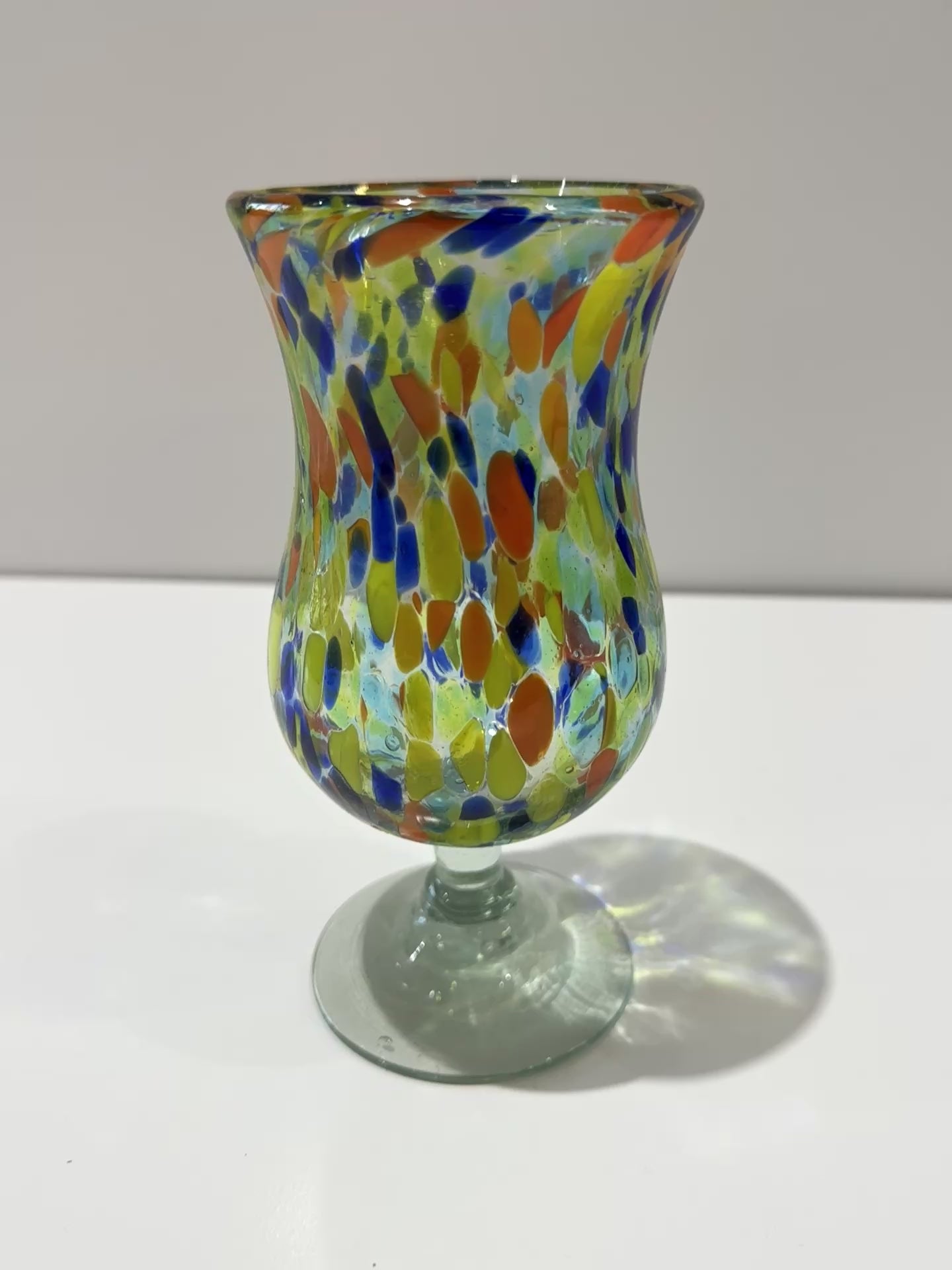 Hand Blown Art Glass Pitcher Multicolor Confetti Spatter Decorative Vase