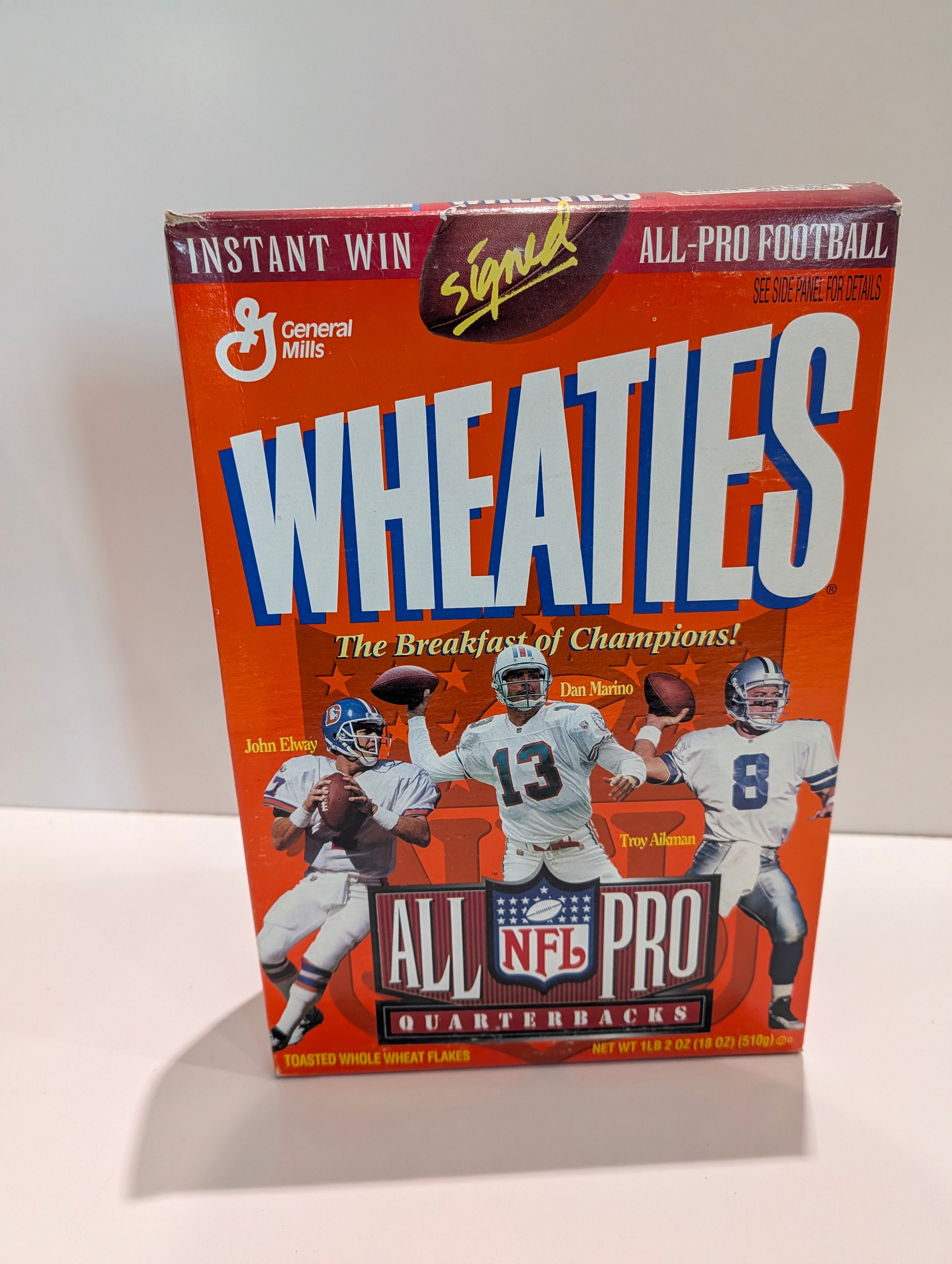 Vintage Wheaties NFL All Pro Quarterbacks Elway Marino Aikman Collector Box