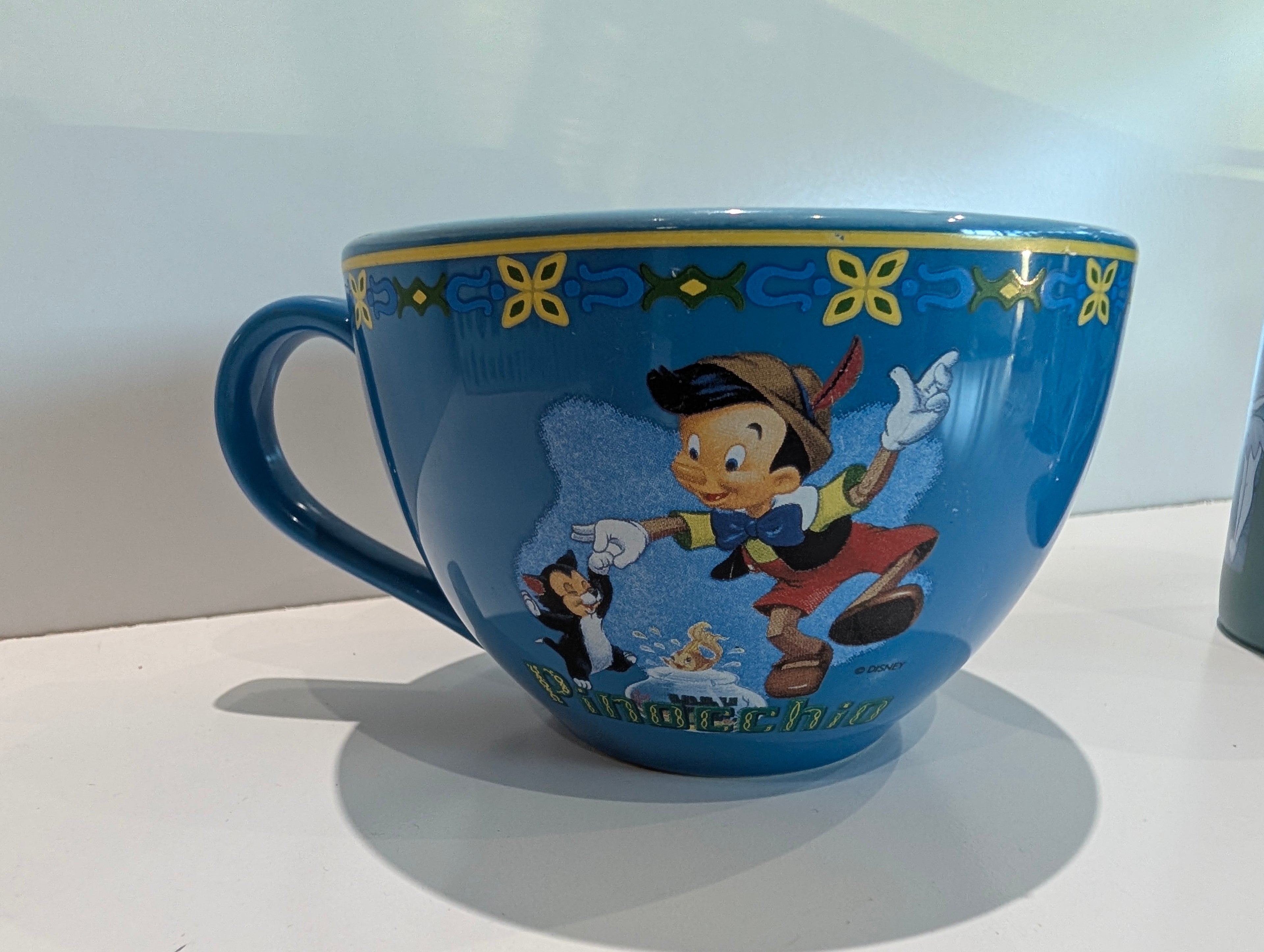 Disney Pinocchio Jiminy Cricket Blue Ceramic Soup Mug Large Character Bowl Cup
