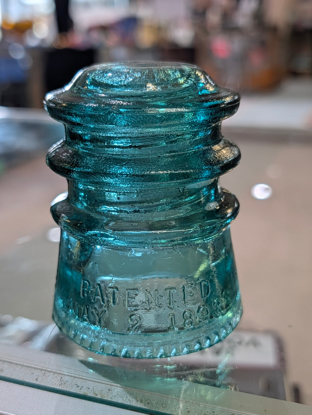Antique Hemingray No 16 Aqua Glass Insulator Patented May 2 1893 H.G.Co CD 162