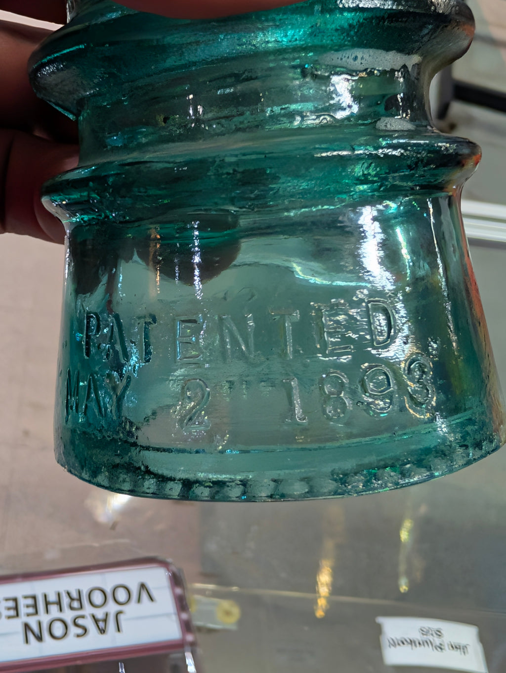 Antique Hemingray No 16 Aqua Glass Insulator Patented May 2 1893 H.G.Co CD 162